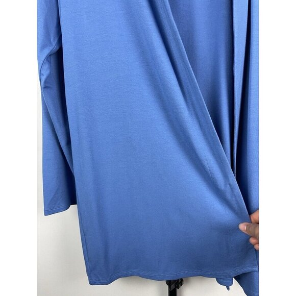 J. Jill Cardigan Wearever Rayon Jersey Stretch Open Front Long Sleeve Blue Sz MP - Picture 3 of 7